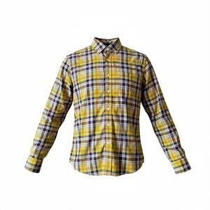 Banana‎ Republic Men's Yellow & Blue Check Untucked FIt LS Dress Shirt - Medium